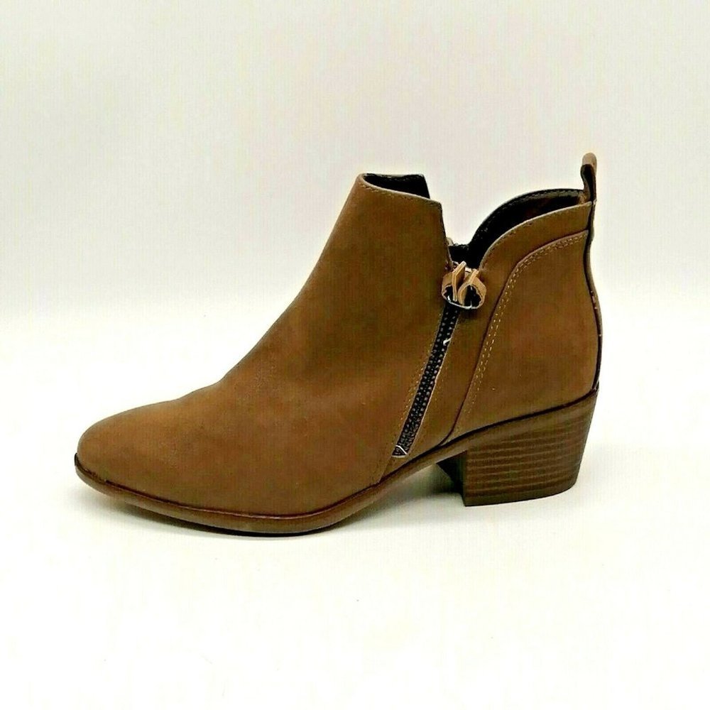 Mia Womens Ankle‎ Bootie Block Heel Tan 6 M